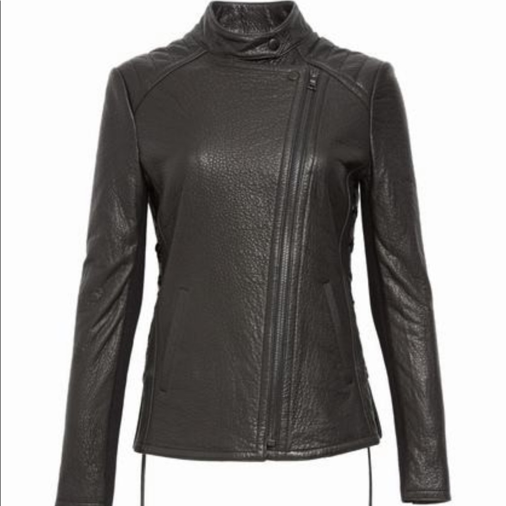 Yigal Azrouël Lace-Up Detail Leather Jacket $2190